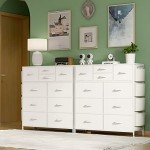 10 Drawer White Dresser with Hooks and Pockets