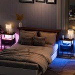Rustic Brown Nightstands Set with LED Light Strip