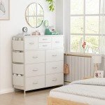 10 Drawer White Dresser with Hooks and Pockets