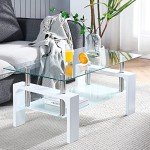 Modern Rectangle Coffee Table with Glass Top