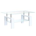 Modern Rectangle Coffee Table with Glass Top