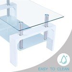 Modern Rectangle Coffee Table with Glass Top