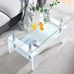 Modern Rectangle Coffee Table with Glass Top