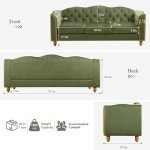 Modern 78" Green Velvet 3-Seater Sofa Couch