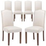 Beige Upholstered Parsons Dining Chairs - Set of 6