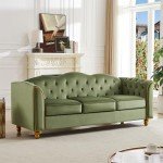 Modern 78" Green Velvet 3-Seater Sofa Couch