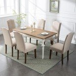 Beige Upholstered Parsons Dining Chairs - Set of 6