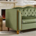 Modern 78" Green Velvet 3-Seater Sofa Couch
