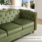 Modern 78" Green Velvet 3-Seater Sofa Couch