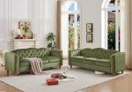 Modern 78" Green Velvet 3-Seater Sofa Couch