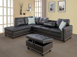 FANYE 3-Piece L-Shaped Faux Leather Sectional Sofa