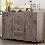 Keyluv 54" Rustic Sideboard Buffet Cabinet