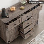 Keyluv 54" Rustic Sideboard Buffet Cabinet