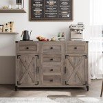 Keyluv 54" Rustic Sideboard Buffet Cabinet
