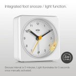 Braun Classic White Analog Alarm Clock with Snooze