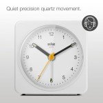 Braun Classic White Analog Alarm Clock with Snooze