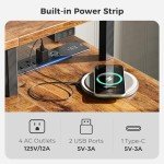 Reversible L-Shaped Desk with LED Lights and Outlets