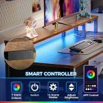 Reversible L-Shaped Desk with LED Lights and Outlets