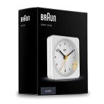Braun Classic White Analog Alarm Clock with Snooze
