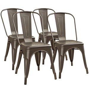 Set of 4 Stackable Metal Bistro Dining Chairs