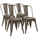 Set of 4 Stackable Metal Bistro Dining Chairs
