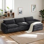 Black Modular Sectional Sofa with Ottoman