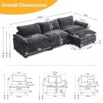 Black Modular Sectional Sofa with Ottoman
