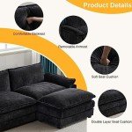 Black Modular Sectional Sofa with Ottoman