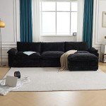 Black Modular Sectional Sofa with Ottoman
