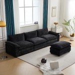 Black Modular Sectional Sofa with Ottoman