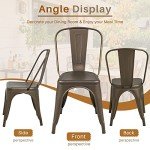 Set of 4 Stackable Metal Bistro Dining Chairs