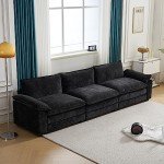 Black Modular Sectional Sofa with Ottoman