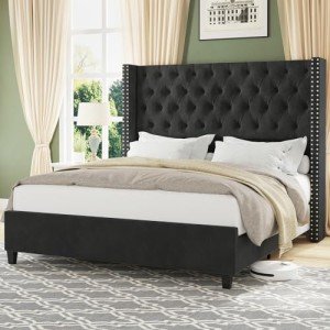 Jocisland Queen Velvet Upholstered Bed Frame