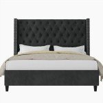 Jocisland Queen Velvet Upholstered Bed Frame