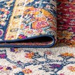 Bohemian Vintage Medallion Blue Multi Area Rug 8x10 ft