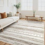 Soft Neutral Boho 6x9 Washable Area Rug