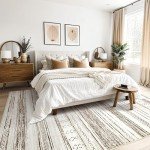 Soft Neutral Boho 6x9 Washable Area Rug