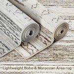 Soft Neutral Boho 6x9 Washable Area Rug