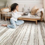 Soft Neutral Boho 6x9 Washable Area Rug