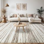 Soft Neutral Boho 6x9 Washable Area Rug