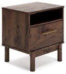 Calverson Modern Dark Brown 1 Drawer Nightstand