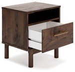 Calverson Modern Dark Brown 1 Drawer Nightstand