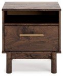 Calverson Modern Dark Brown 1 Drawer Nightstand