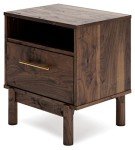 Calverson Modern Dark Brown 1 Drawer Nightstand