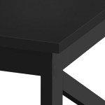2-Tier Black Wood Coffee Table with Storage Shelf