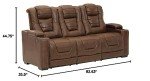 Brown Faux Leather Power Reclining Sofa with Headrest