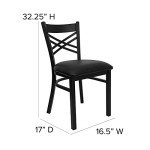 Set of 2 Black Metal Dining Chairs