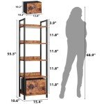 Tall 5-Tier Industrial Bookshelf with Drawer