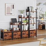 Tall 5-Tier Industrial Bookshelf with Drawer