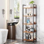 Tall 5-Tier Industrial Bookshelf with Drawer